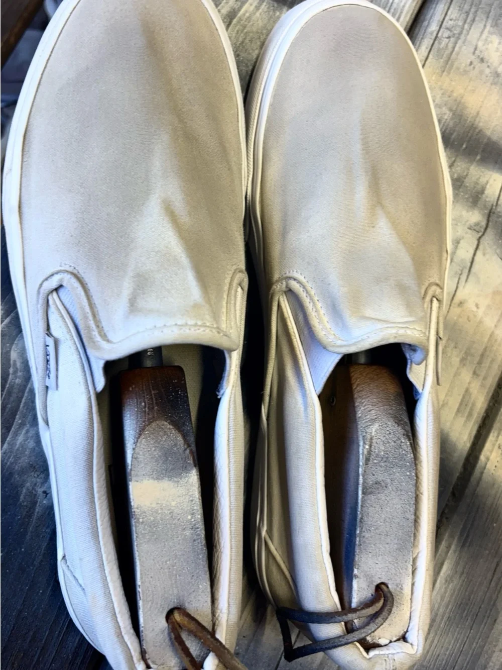 Vans slip on sneakers in cream & tan #skateboarding #slipons size Men 10